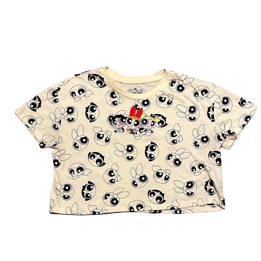 Power Puff Girls women’s yellow embroidered Crewneck crop top